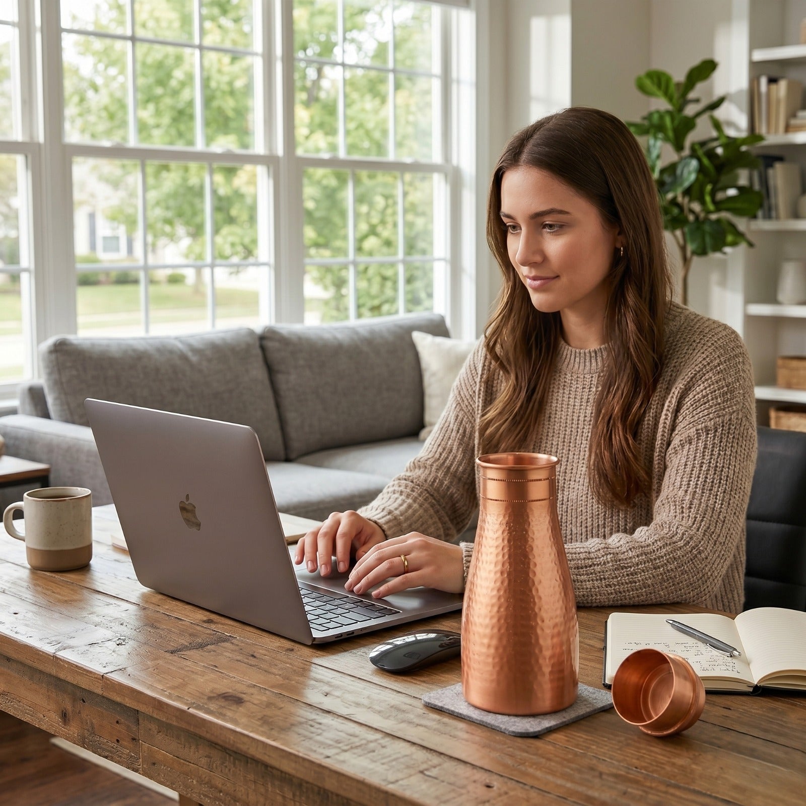 Copper cup and bottle