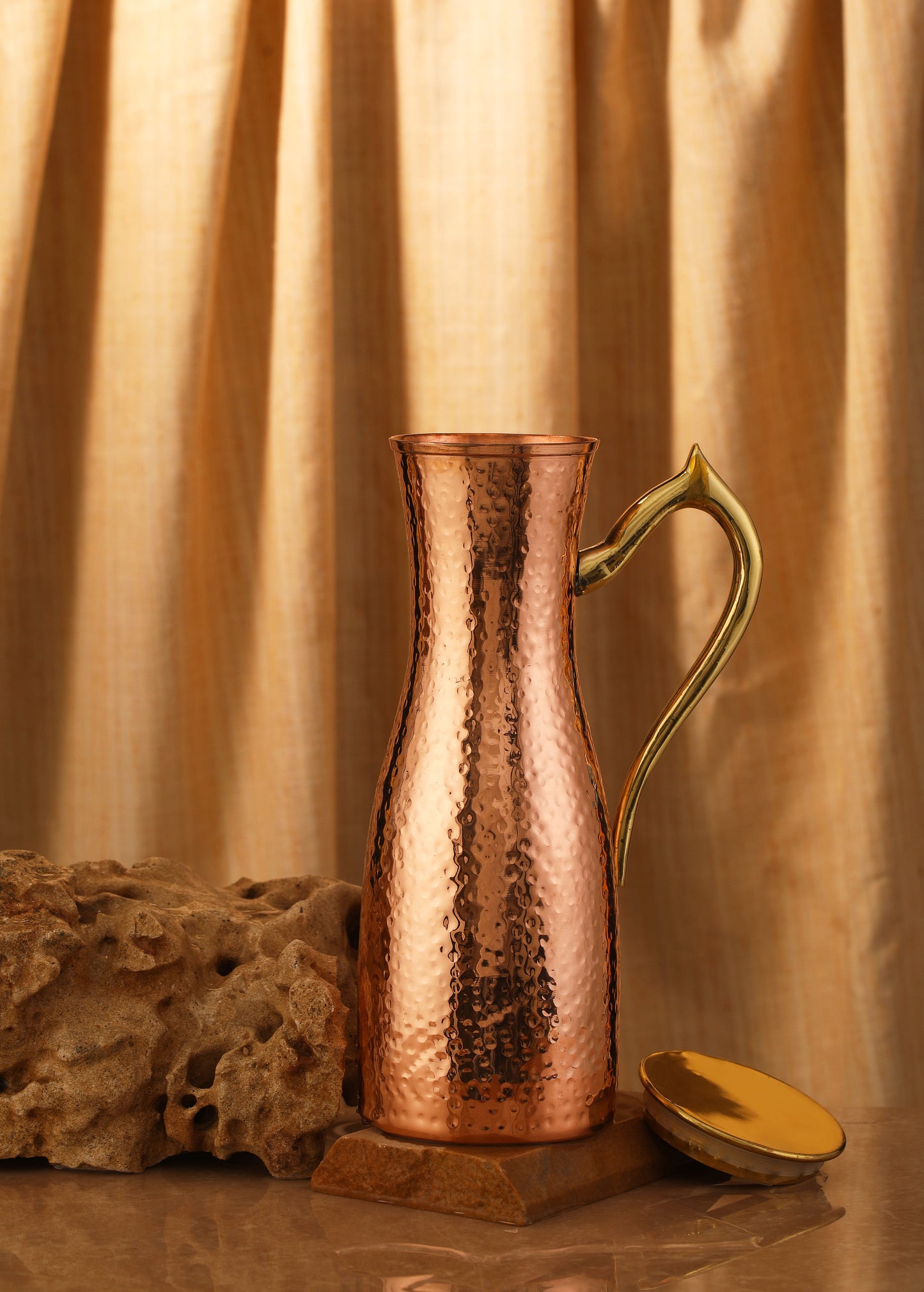 Copper Hammered Handle Jug