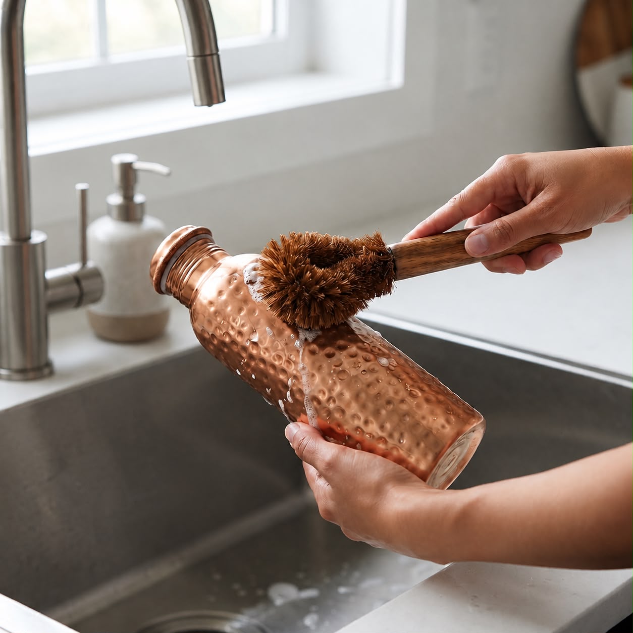 Cleo Organic Canvas Travel Sleeve & Copper Care Brush Kit