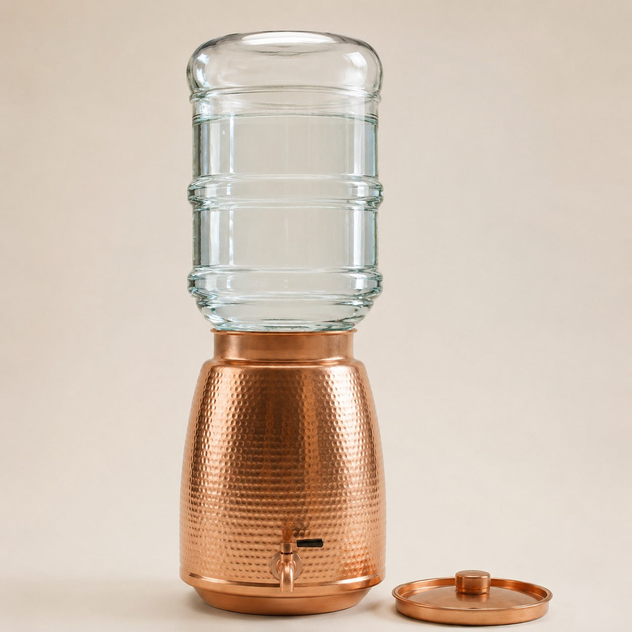 Cleo Copper Water Dispenser with 2 Glasses | Handcrafted from Pure Copper | 271 Oz