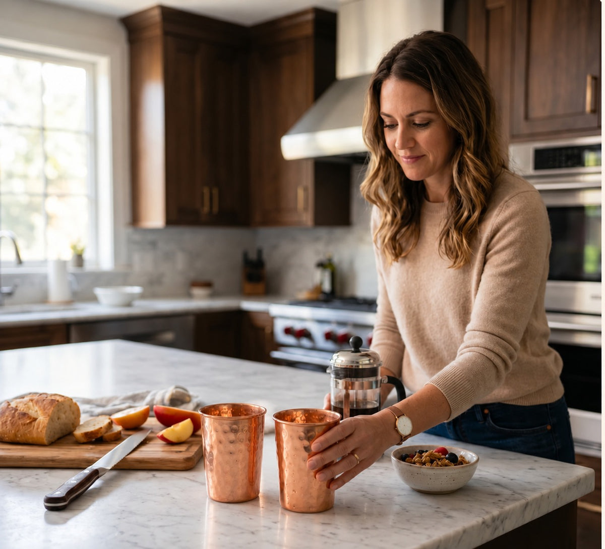 Cleo Copper Hammered Tumbler | Set of 2 | Handcrafted from Pure Copper | 8.8 Oz