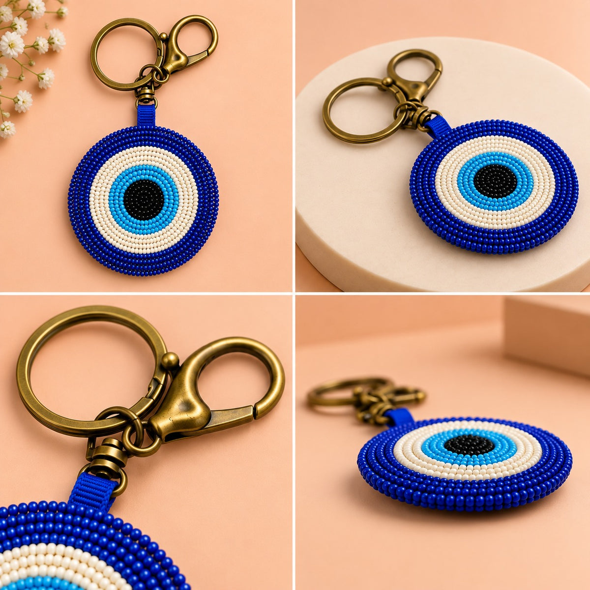 Cleo Evil Eye Beaded Keychain | Handcrafted Bag Charm