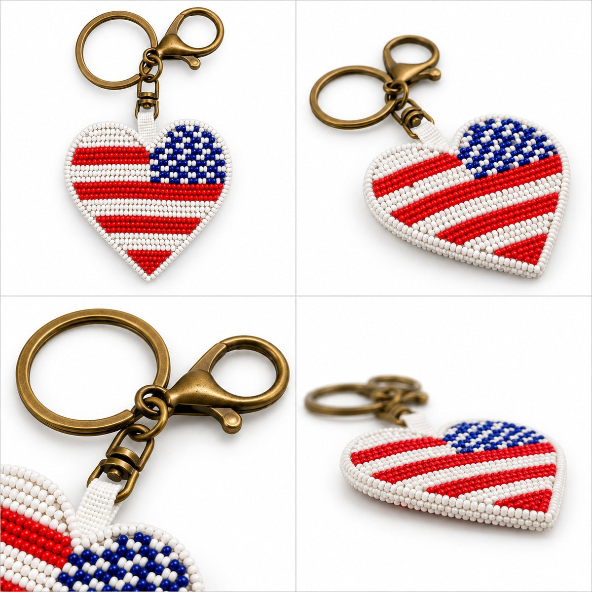 Cleo American Heart Beaded Keychain | Handcrafted Bag Charm