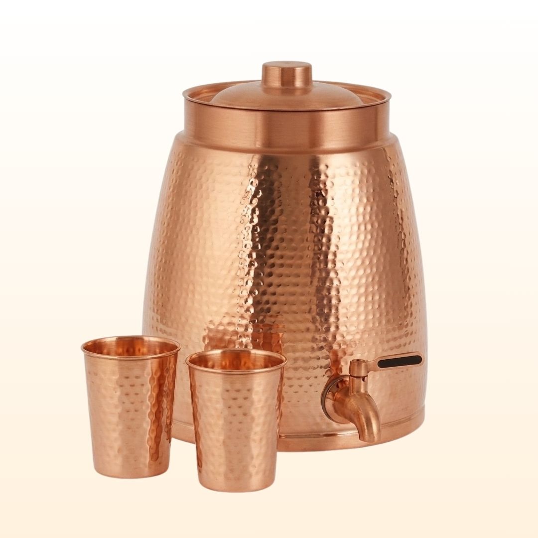 Cleo Copper Cascade Dispenser with 2 Glasses | 169 Oz