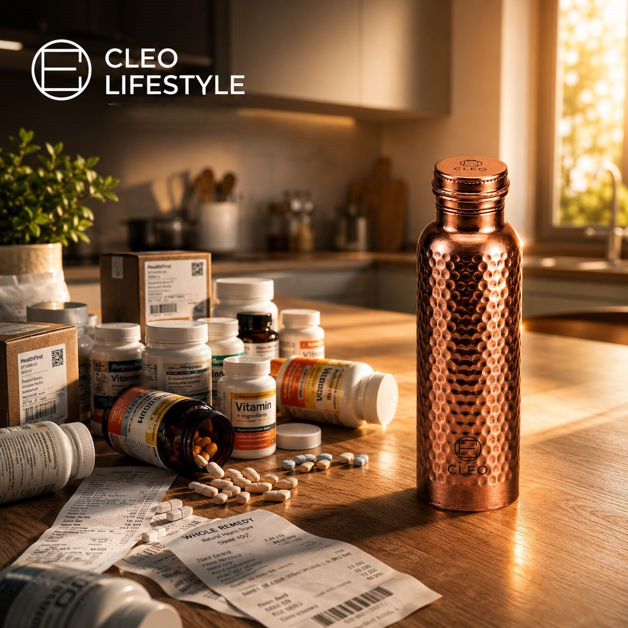 Handcrafted Copper Water Bottle and Tumbler Set | 34 Oz Ritual Kit