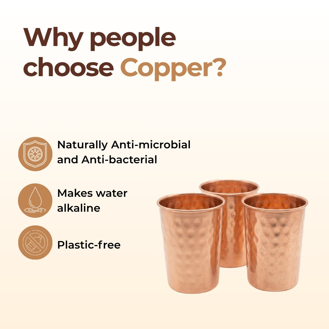 Copper Hammered Tumbler Set of 3