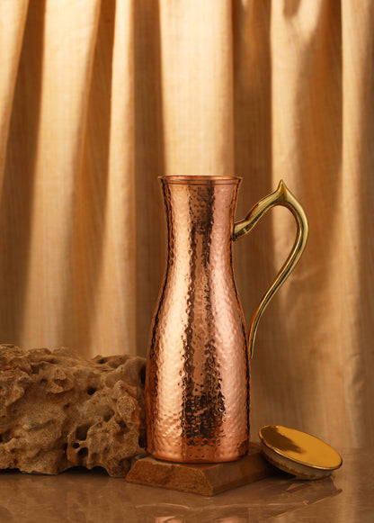 Copper Hammered Handle Jug