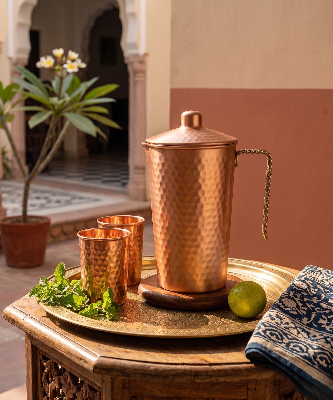 Handcrafted copper water Pitcher