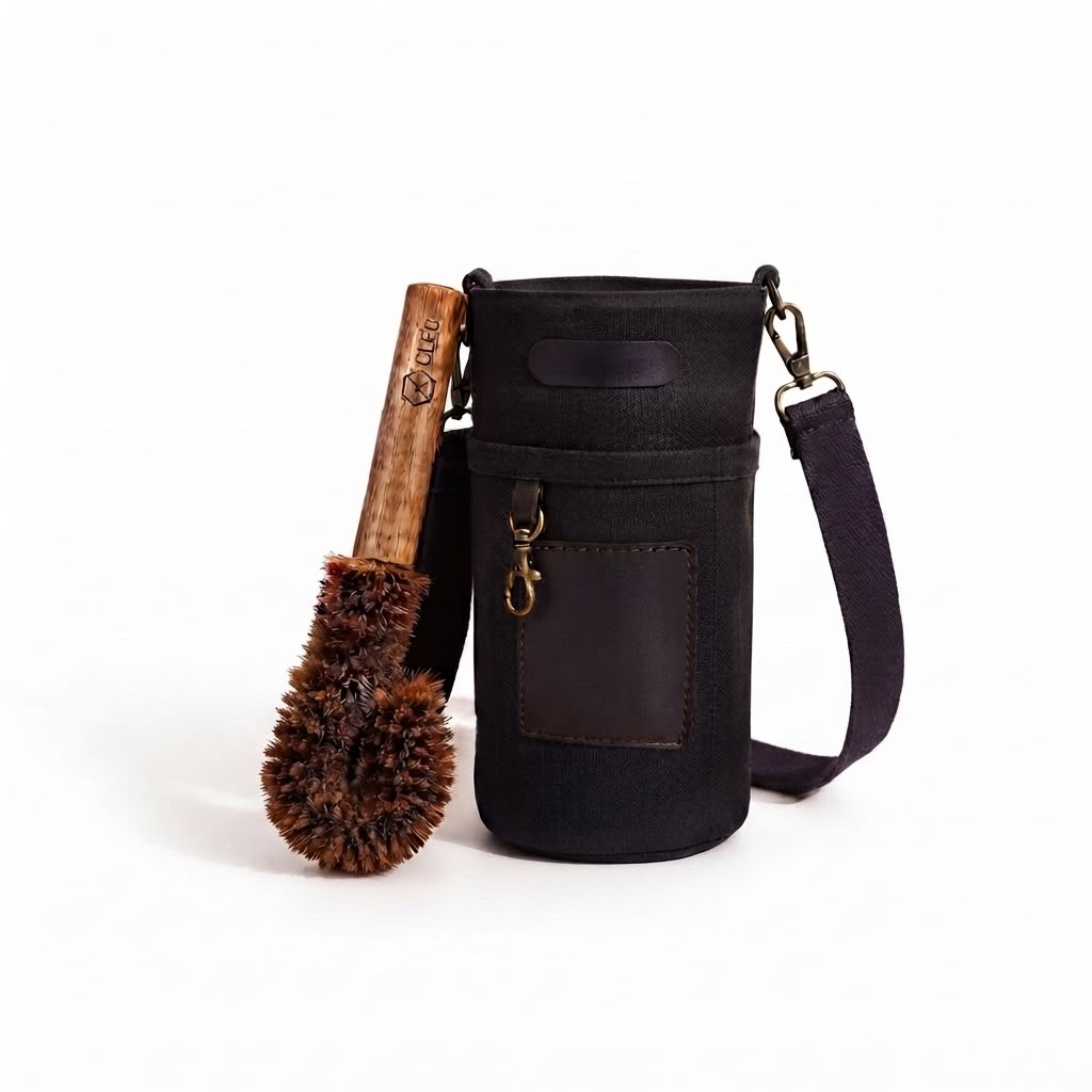 Cleo Organic Canvas Travel Sleeve & Copper Care Brush Kit
