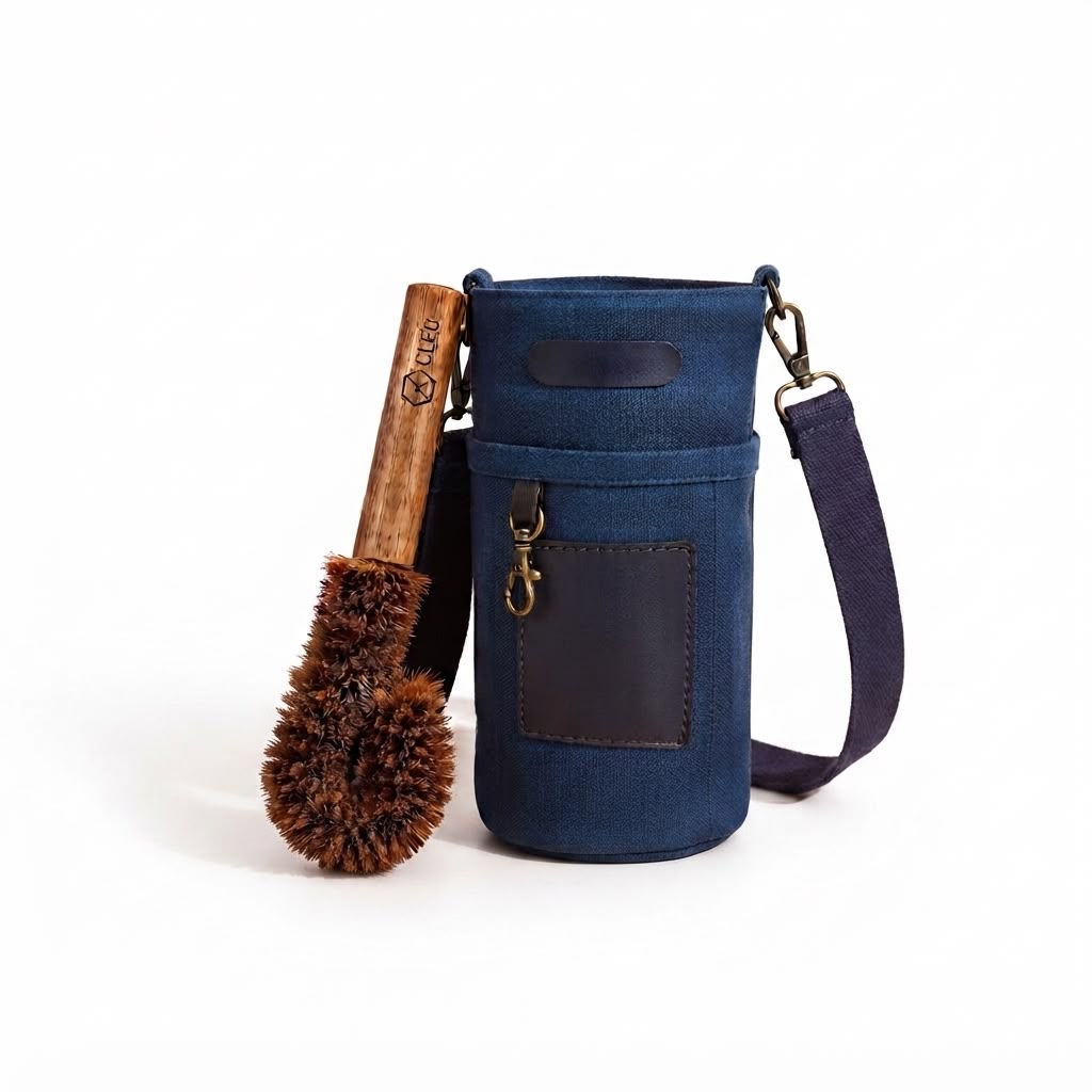 Cleo Organic Canvas Travel Sleeve & Copper Care Brush Kit