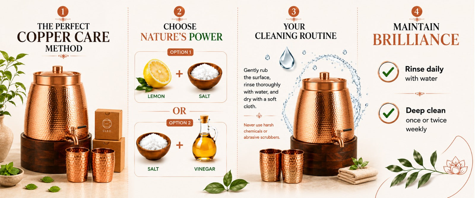 Steps to clean Ashwell copper drinkware