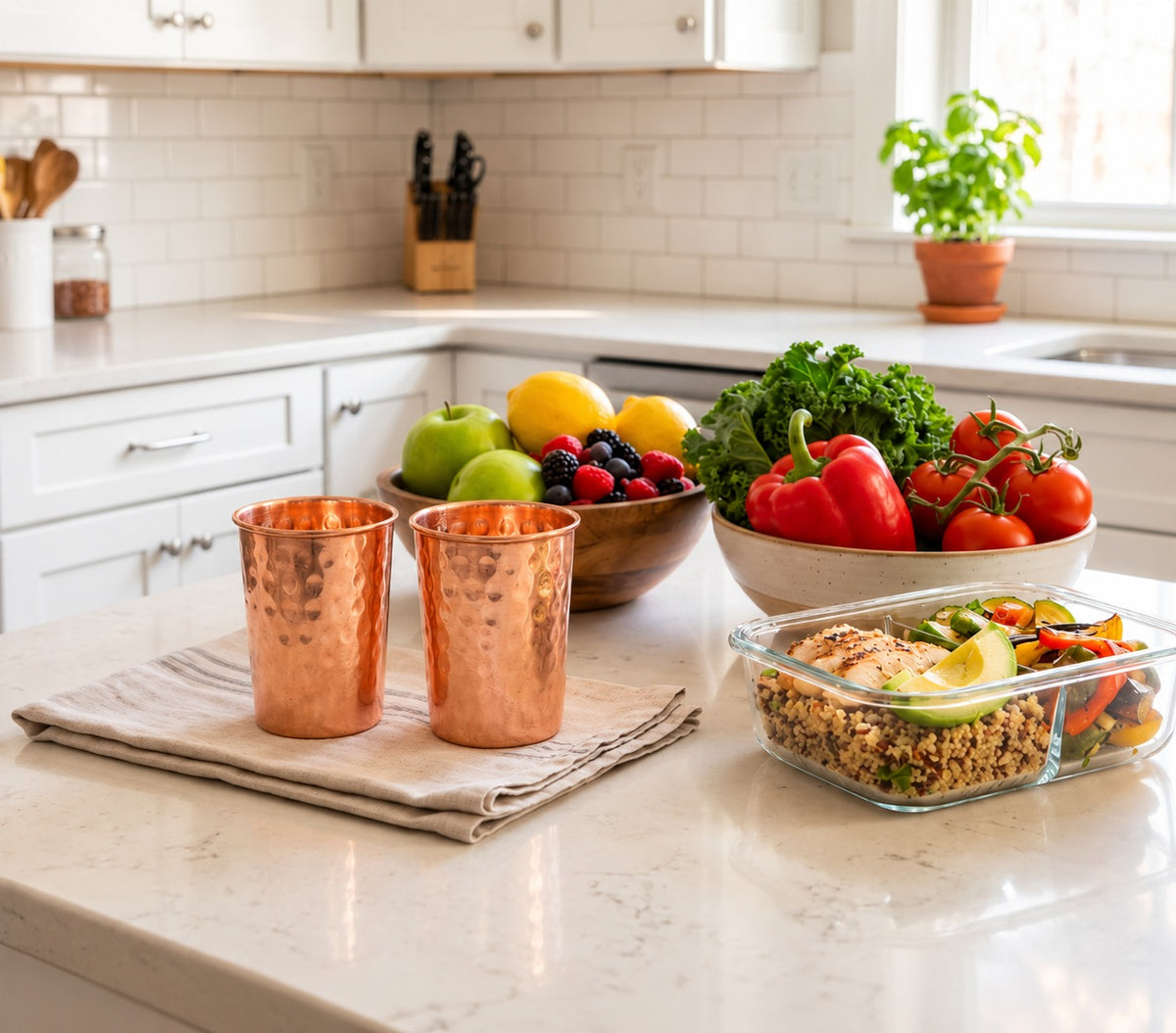 Cleo Copper Hammered Tumbler | Set of 2 | Handcrafted from Pure Copper | 8.8 Oz
