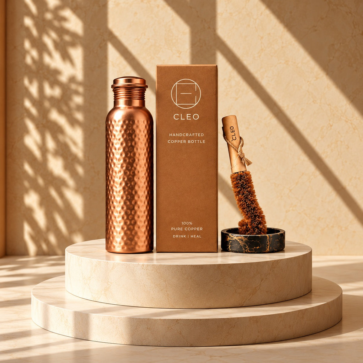 Cleo Copper Water Bottle | Handcrafted from Pure Copper | 34 oz