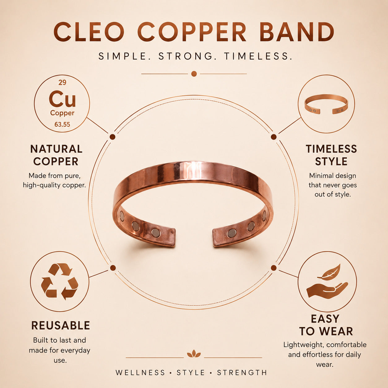 Cleo Arc Copper Bracelet
