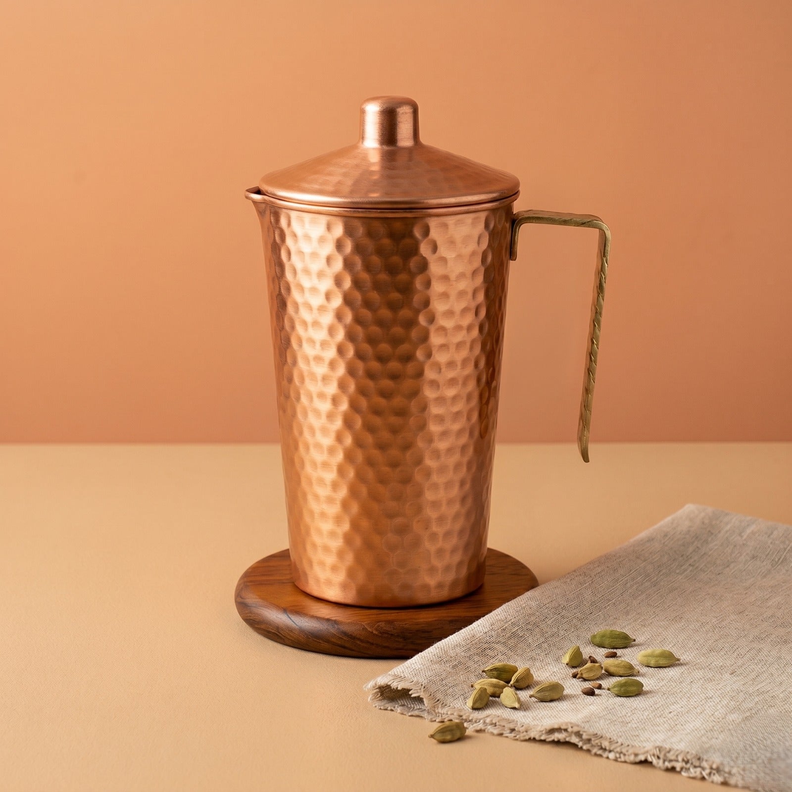 Kalash Copper Pitcher | Handcrafted & Hammered | 34 Oz