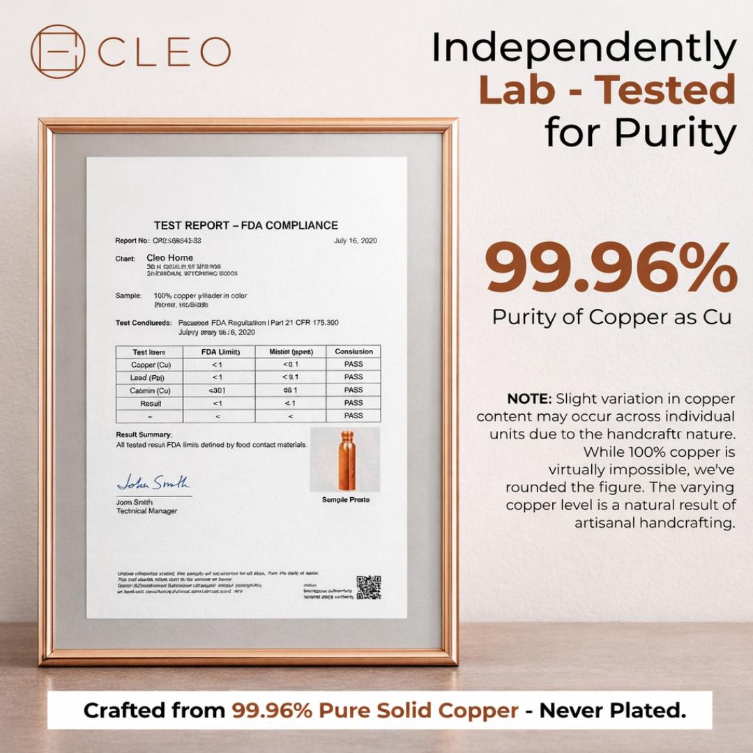 Handcrafted Ayurvedic Copper Water Bottle